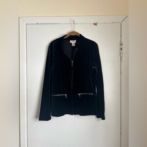 Vintage Talbots Womens Velour
Black Moto Jacket Size Medium 1990s Y2K